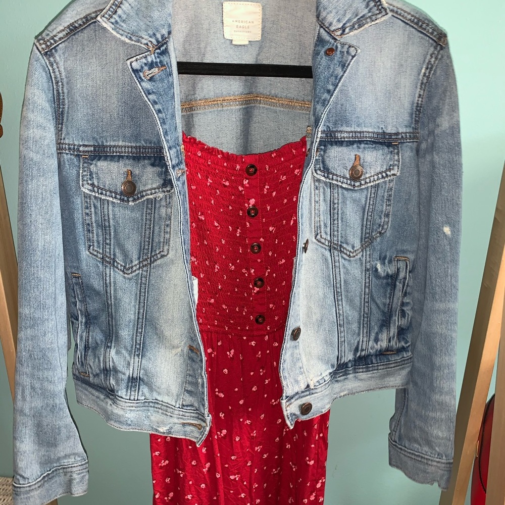 Red floral romper